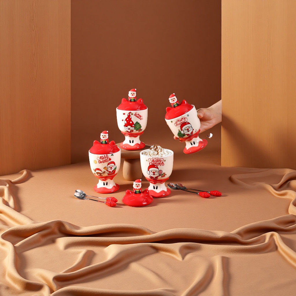 圣诞主题玻璃高脚杯 红酒杯创意家用餐桌装饰礼品杯细节图