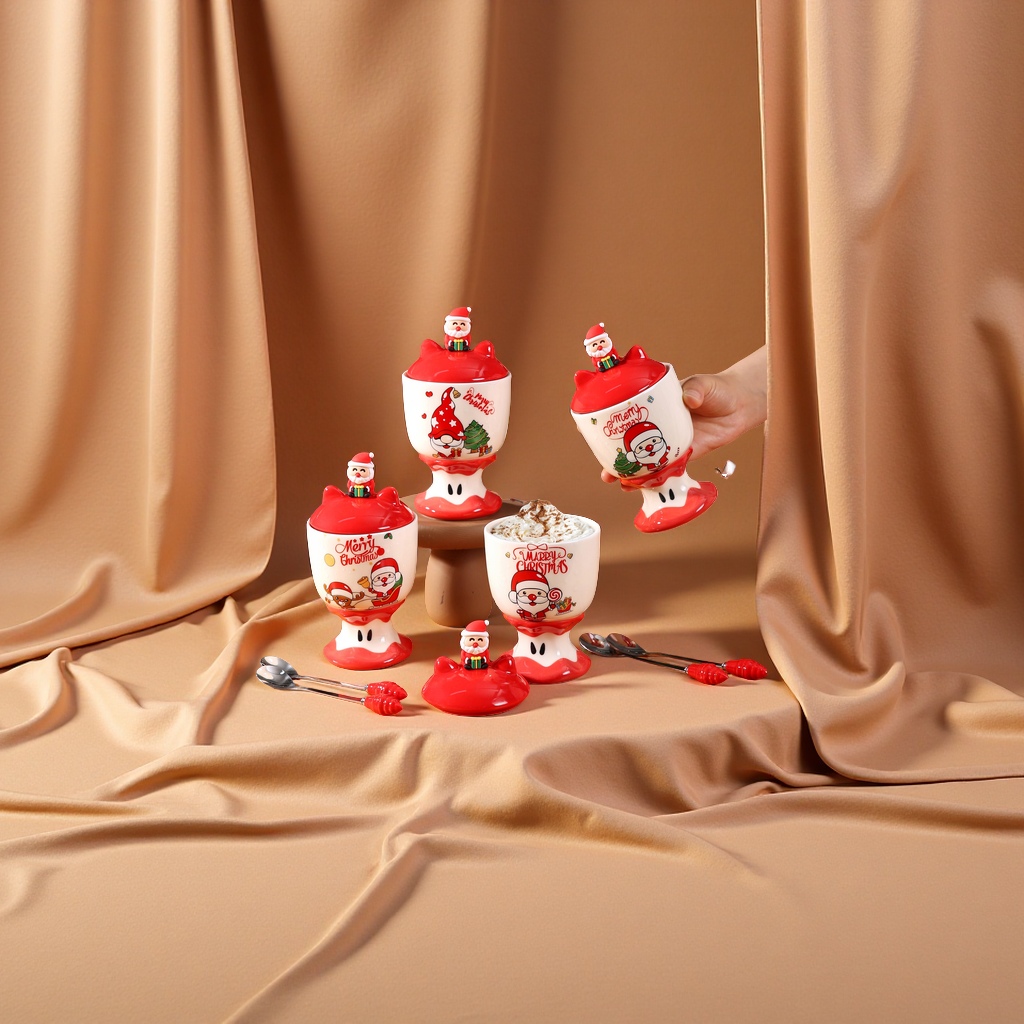 圣诞主题玻璃高脚杯 红酒杯创意家用餐桌装饰礼品杯产品图