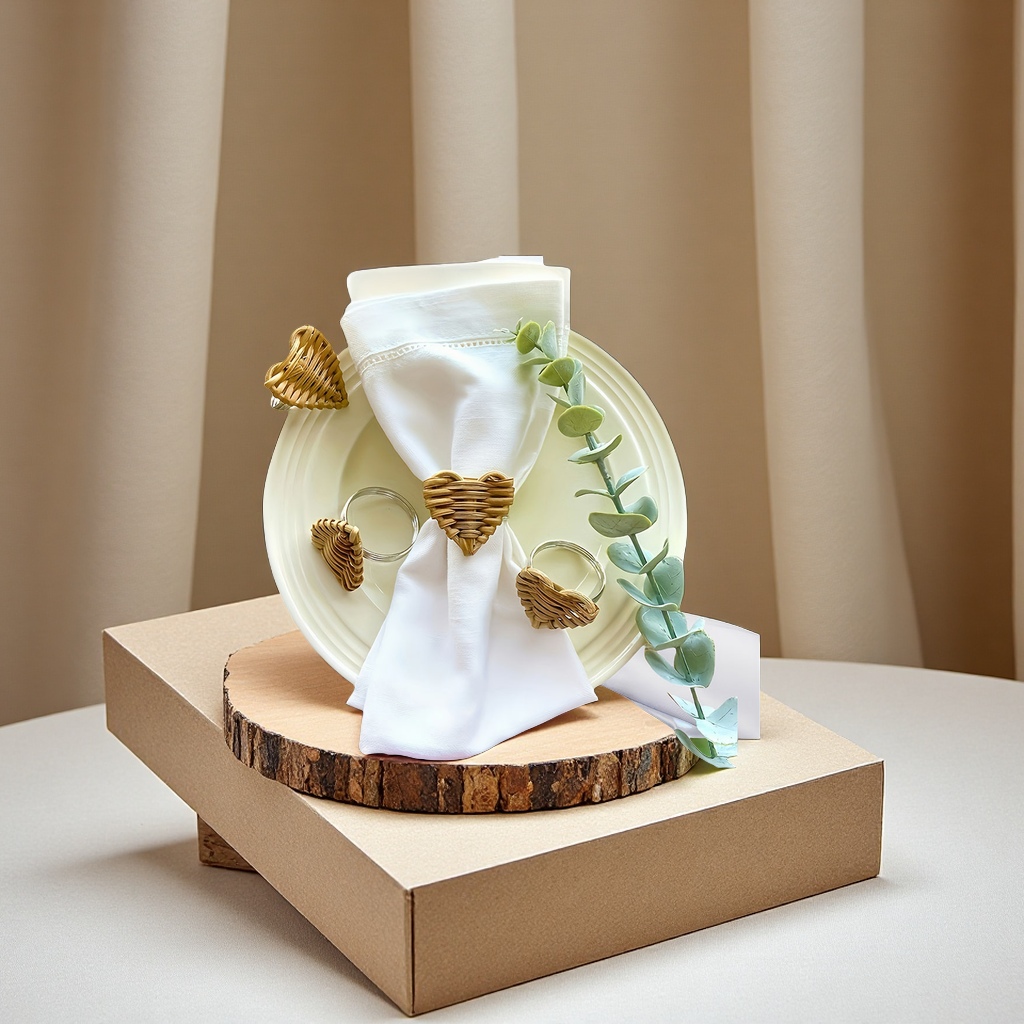 Cross-border bestseller rattan weaving DIY table tissues, fixed button napkins, daily wedding decoration, hotel table setting, napkin rings details Picture