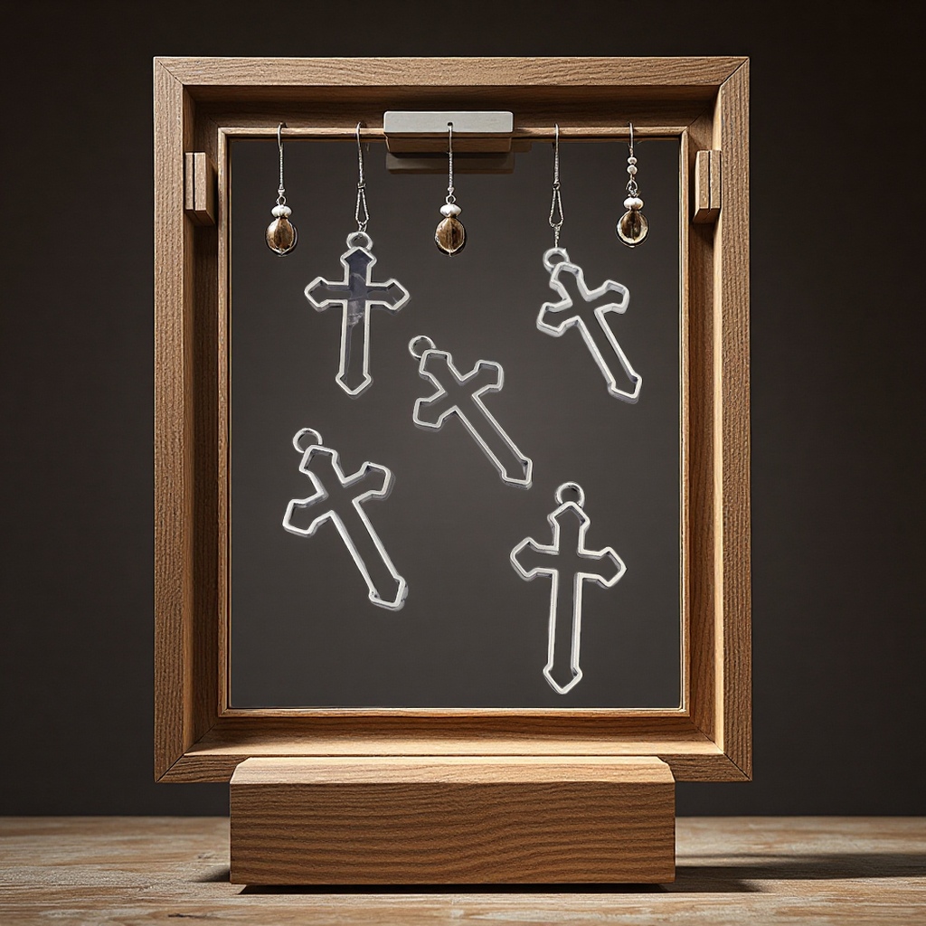 DIY zinc alloy jewelry accessories, hollowed-out cross pendant, punk-style keychain pendant, necklace set details Picture