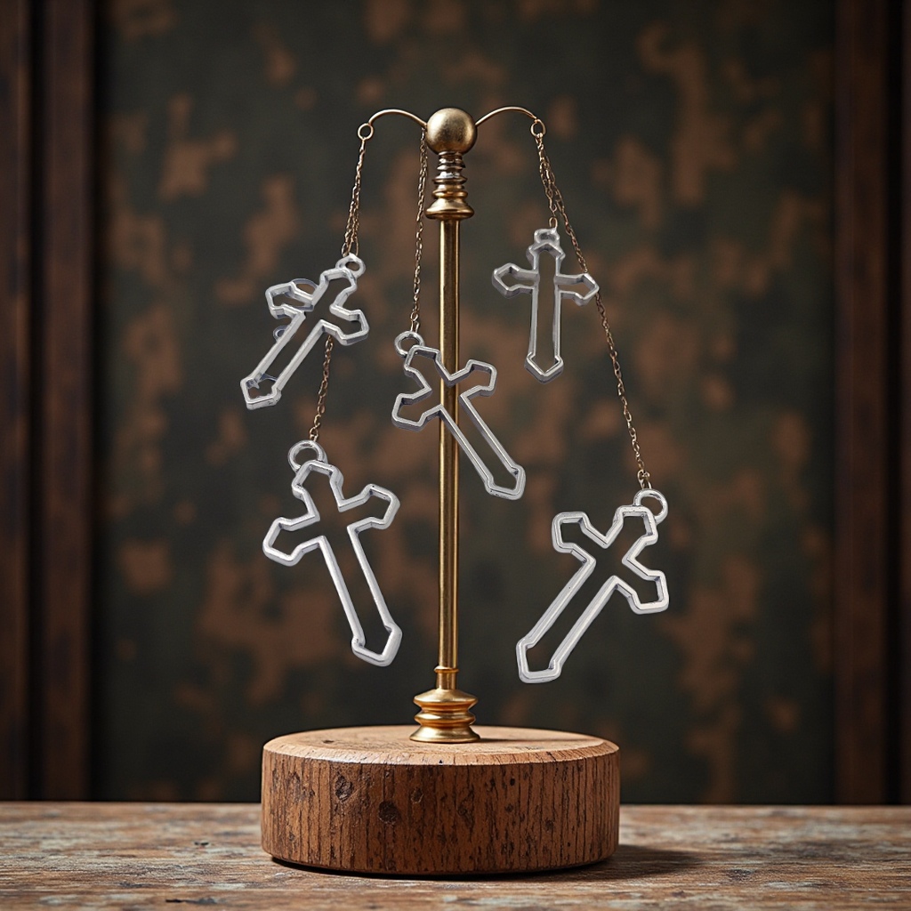 DIY zinc alloy jewelry accessories, hollowed-out cross pendant, punk-style keychain pendant, necklace set Specification image