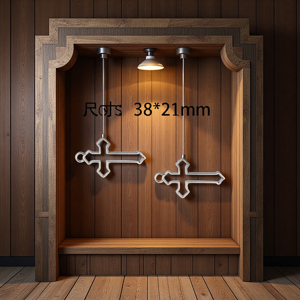 DIY zinc alloy jewelry accessories, hollowed-out cross pendant, punk-style keychain pendant, necklace set Item Picture