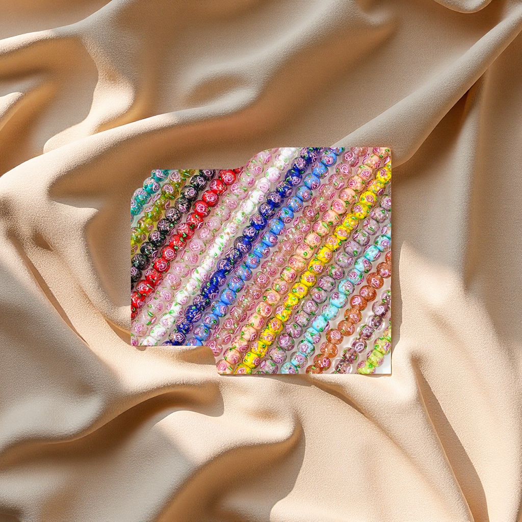 复古日式彩色琉璃玫瑰花算盘珠DIY手工串珠饰品材料手链散珠配件