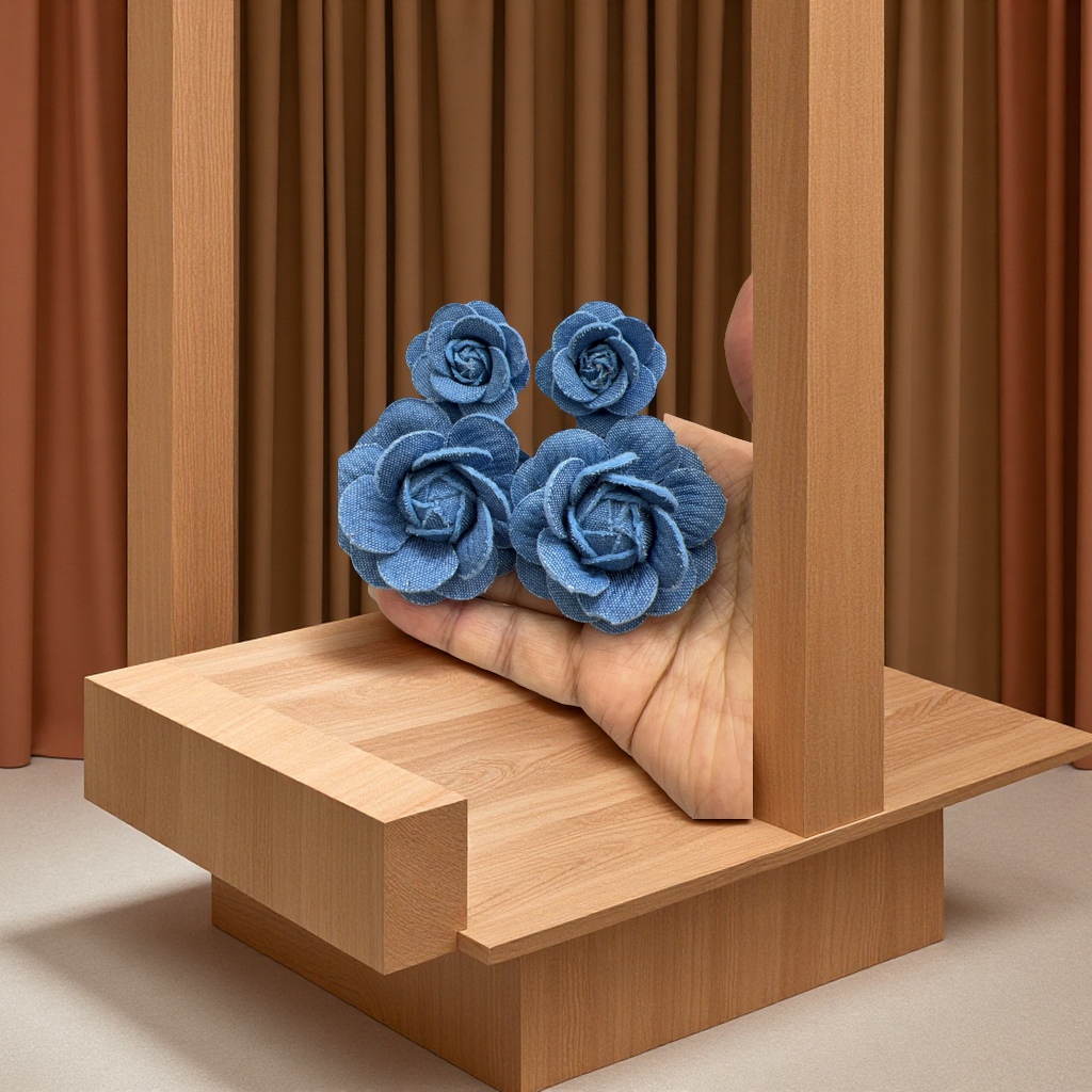 韩式玫瑰花耳环 气质百搭优雅设计 女士简约时尚配饰