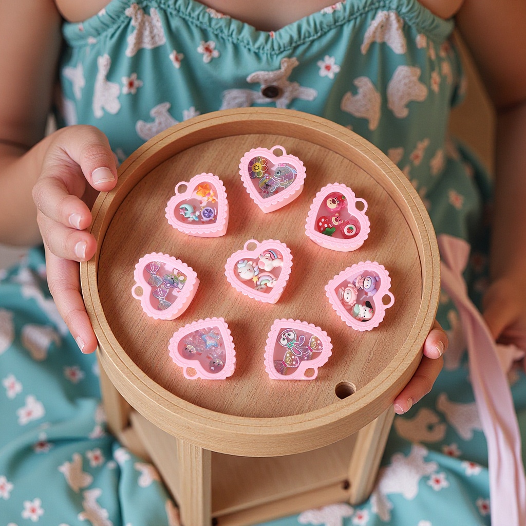 新品儿童戒指美人鱼造型一盒女童手饰套装小女孩装扮玩具戒指