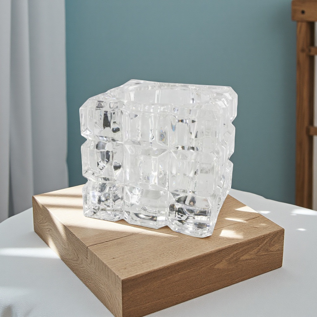 Creative square crystal glass candlesticks, lampshades, candle vessels, wax-filled square cups, lighting fixtures, glass wax cups Item Picture