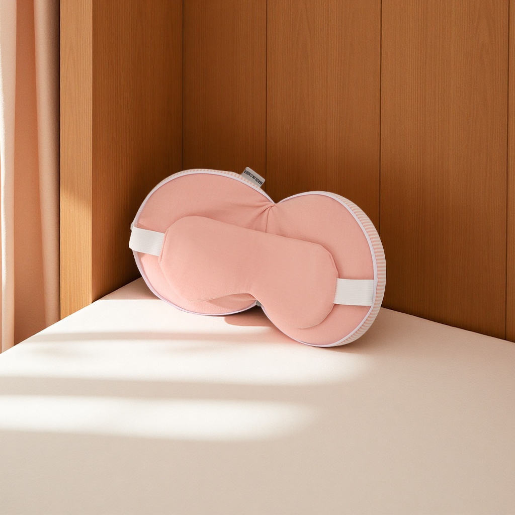 多功能PP棉U型枕遮光睡眠眼罩二合一午休枕旅行颈枕趴睡飞机枕头白底实物图