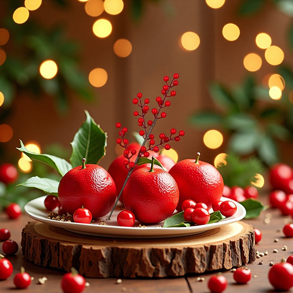 Simulated horticulture, simulated fruits, 4 forks of North American Holly red fruits, 48 fruits in stock, office, cultural, decorative items, creative home decoration detail image 3