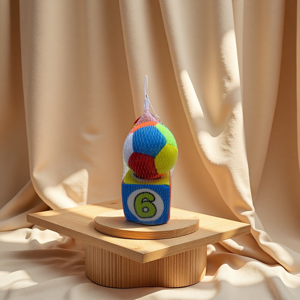 三寸棉彩球儿童玩具带响铃趣味互动 三寸数字骰子益智游戏亲子娱乐细节图