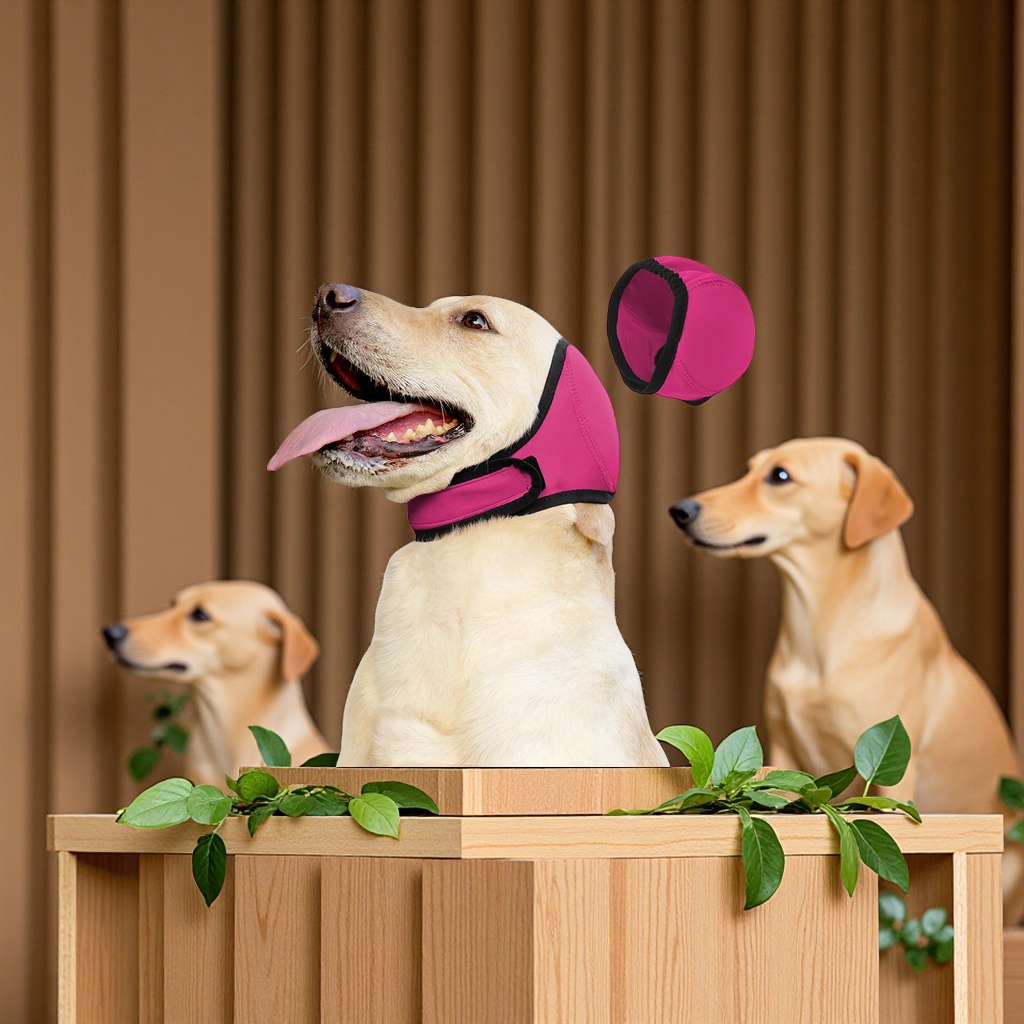 Cross-border best-selling pet ear muffs, dog soothing head covers, anti-scare, thunderstorm waterproof Velcro, summer swimming pet head accessories Item Picture