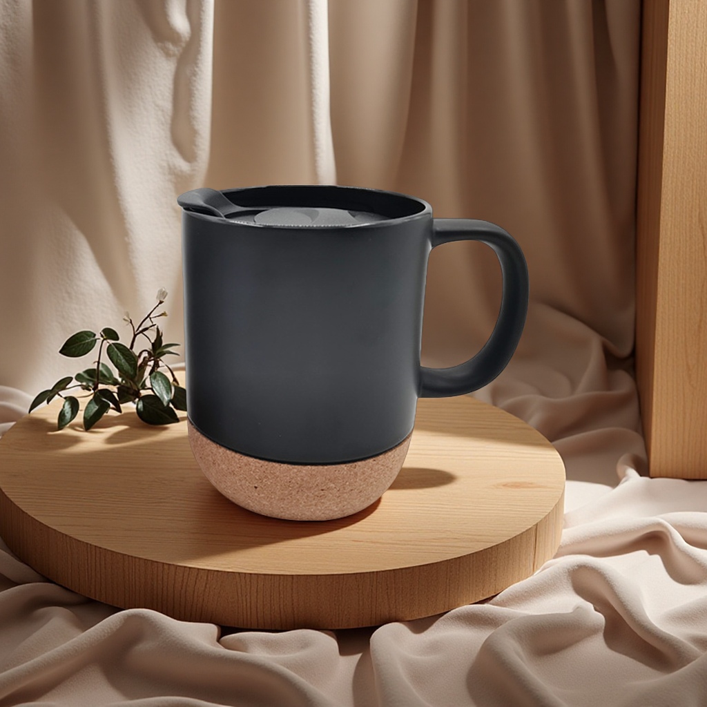 陶瓷杯热转印木底杯 创意简约水杯 个性定制家用办公杯子木托杯细节图