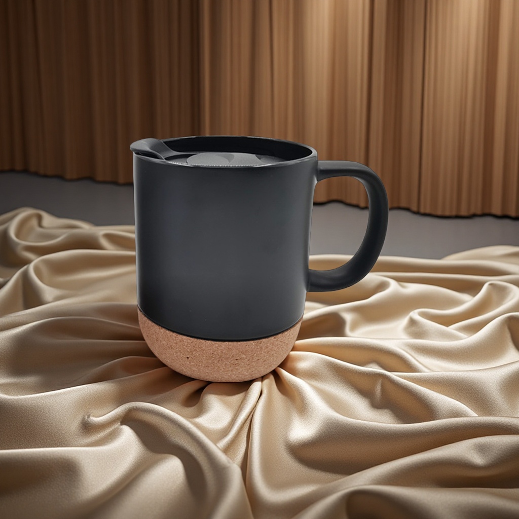 陶瓷杯热转印木底杯 创意简约水杯 个性定制家用办公杯子木托杯产品图