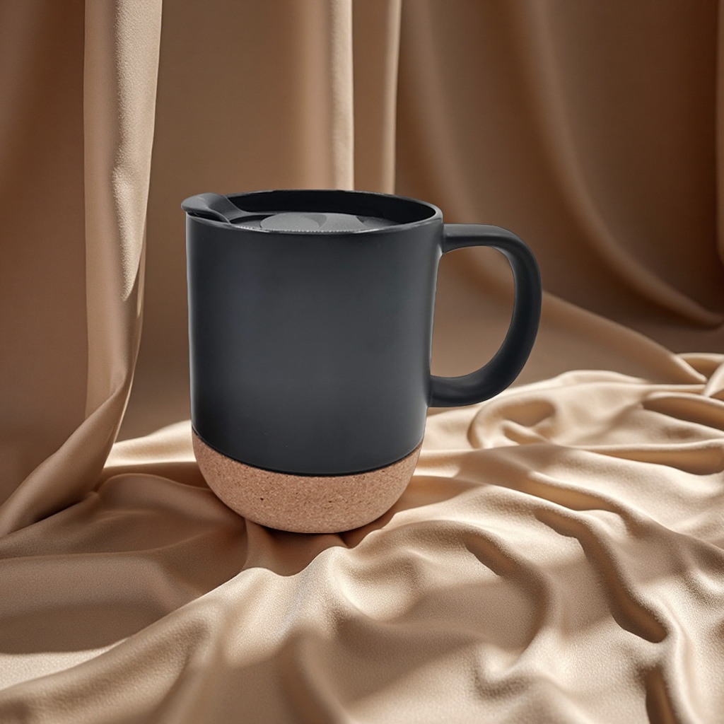 陶瓷杯热转印木底杯 创意简约水杯 个性定制家用办公杯子木托杯