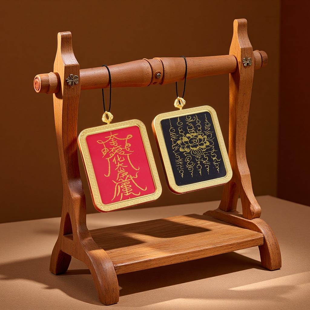 Tibetan semi-hand-painted double-sided Thangka pendant, Zaki Lhamo Thangka, Wutai Mountain Long Wuye Brass handicraft Specification image