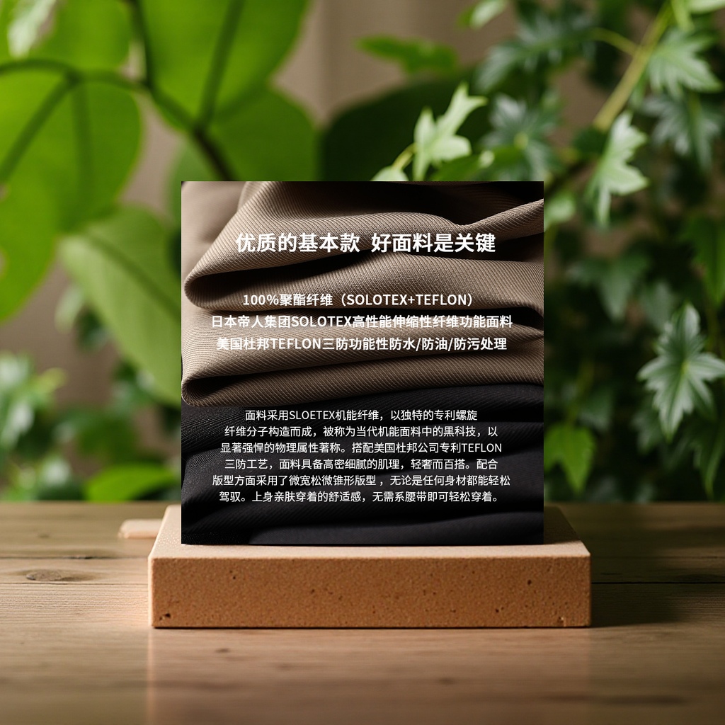 Spring and Autumn men's casual pants, SOLOTEX functional pants, three-proof trousers, double-pleated sports sweatpants, outdoor long pants details Picture