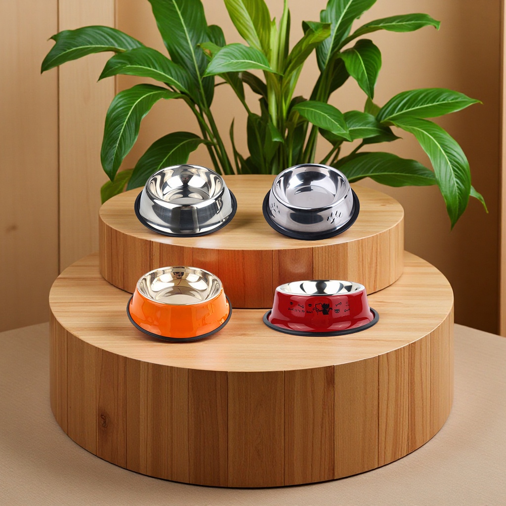 Pet supplies: Stainless steel dog bowls, cat bowls, rubber bottom, anti-slip and anti-knock, dog food bowls, cat water bowls, durable tableware, specially designed for dogs details Picture