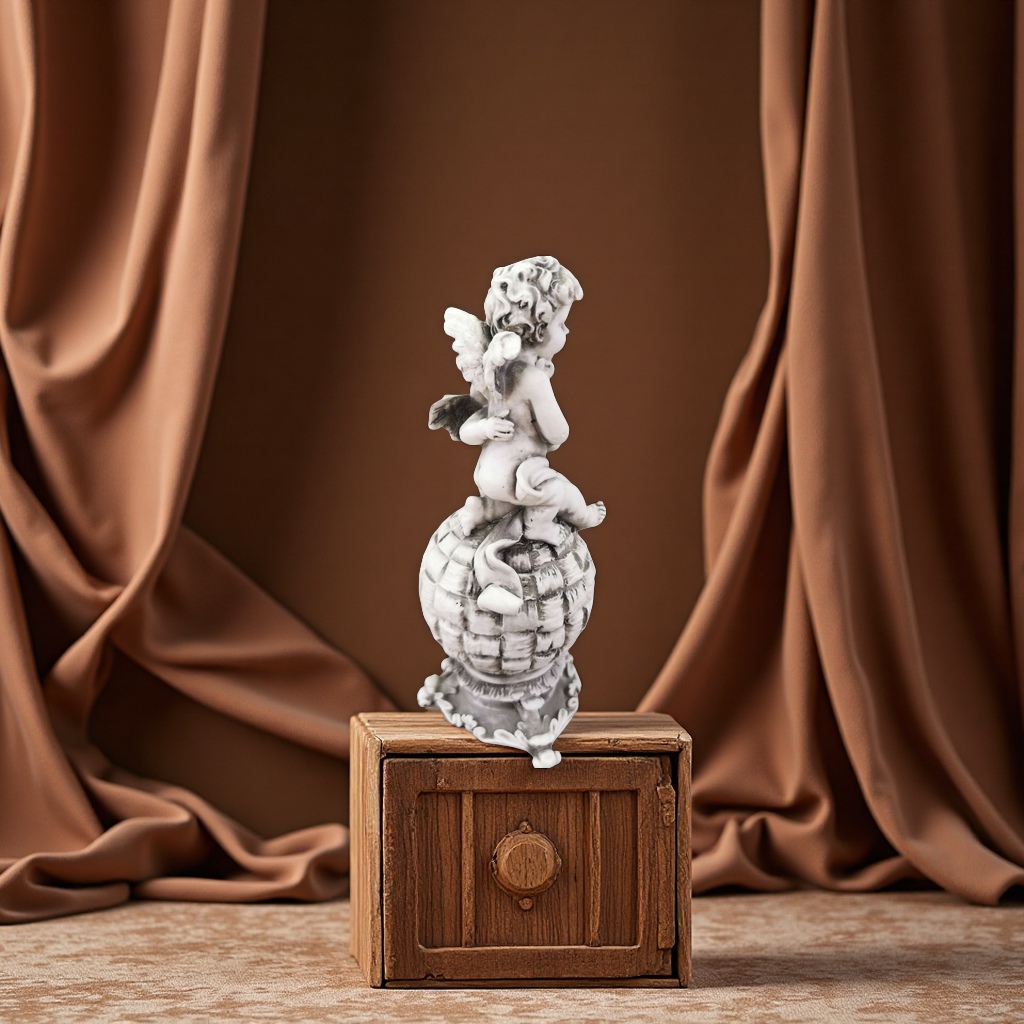 雕像 天使摆件 装饰家居 双人天使坐球 访古色 复古 精致礼品细节图