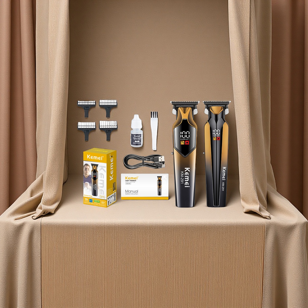 kemei科美电动理发器USB充电智能数显剃头电推剪家用雕刻推子理发神器