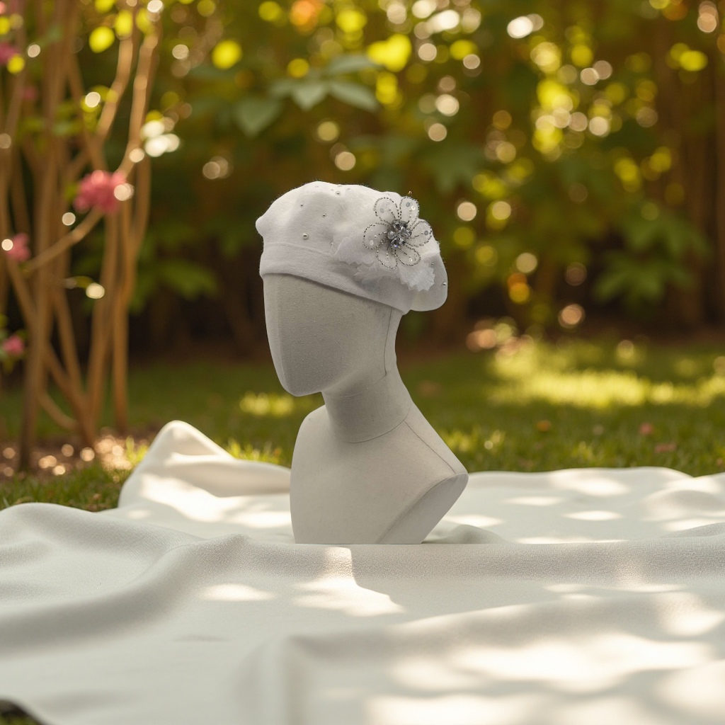 New handcrafted flower cashmere bride-core yarn knitted cap, double-layer beret cap, rhinestone decorated flower cap, warm, breathable, moderate elasticity, French classic fashion, best-selling foreign trade item