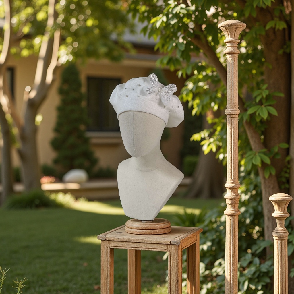 New handcrafted flower cashmere brackish yarn knitted cap, double-layer beret cap, rhinestone decorated flower cap, classic French style, warm, breathable, elastic and comfortable, fashionable and popular in foreign trade