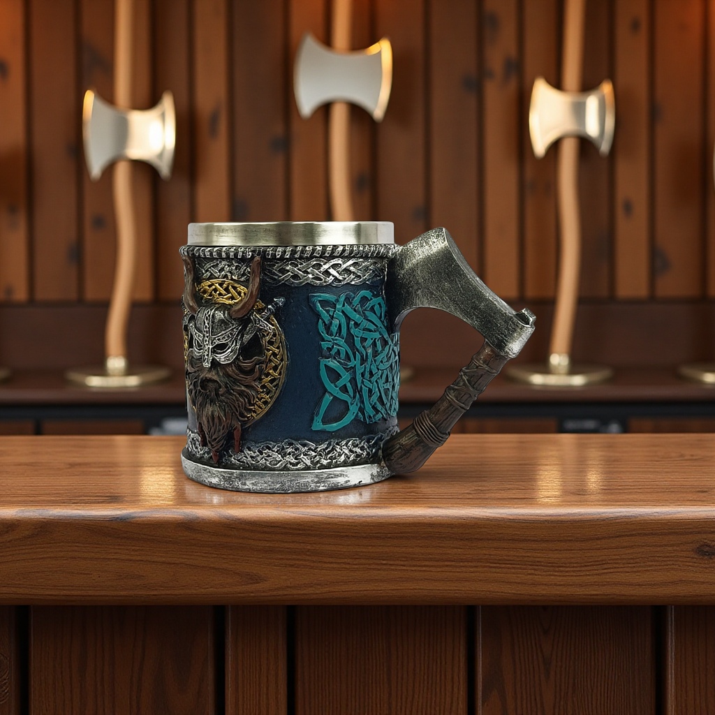 Personalized Viking horn-shaped character mug, axe-handle, large-capacity wine glass, beer glass, special cup for bars and KTVS Application Scenario