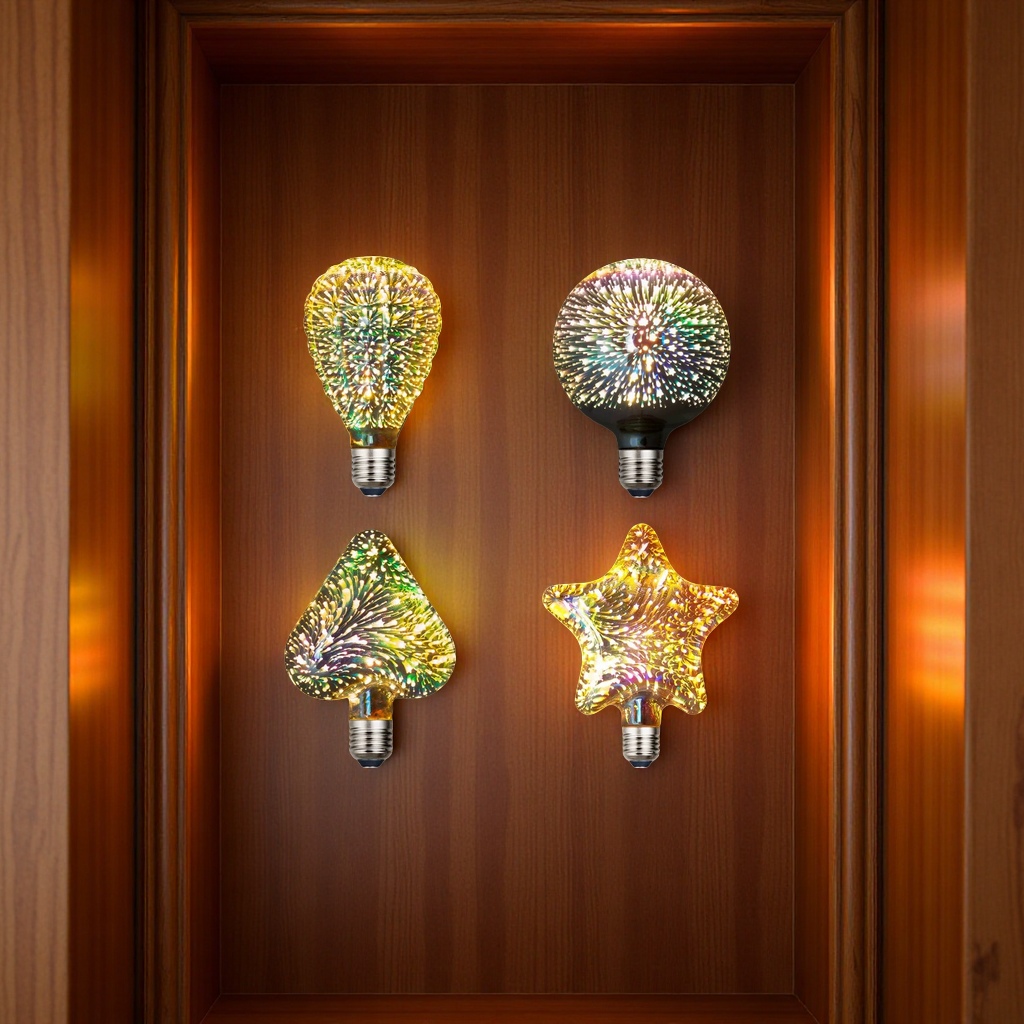 Diamond 3D stereoscopic color Fireworks Bulb ST64 Edison LED Bulb Fireworks Creative decoration details Picture