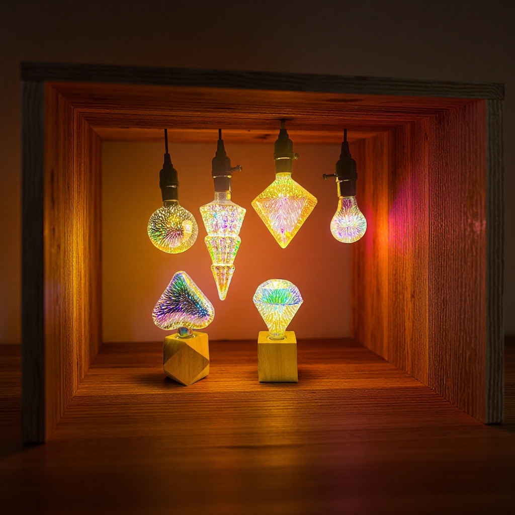 Diamond 3D stereoscopic color Fireworks Bulb ST64 Edison LED Bulb Fireworks Creative decoration Specification image