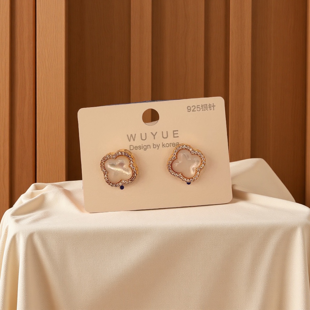  925银镶钻简约气质耳环 女士百搭时尚耳饰 精致礼物送女友新款