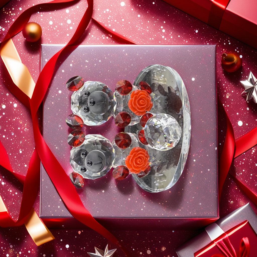 Double Bear crystal ornaments, creative home decorations, exquisite craft gifts, transparent glass displays details Picture