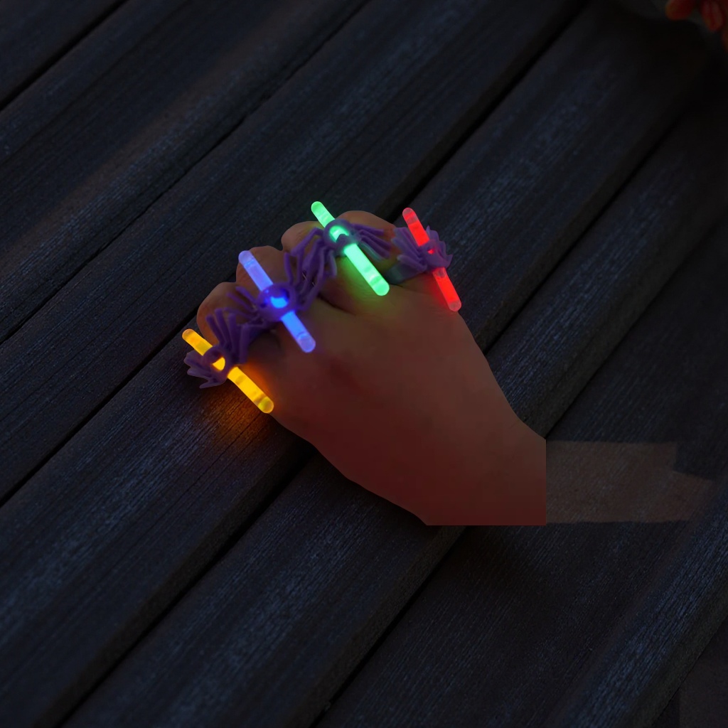 荧光棒蜘蛛骨头戒指万圣节发光玩具节日装饰厂家批发跨境热销亚马逊速卖通