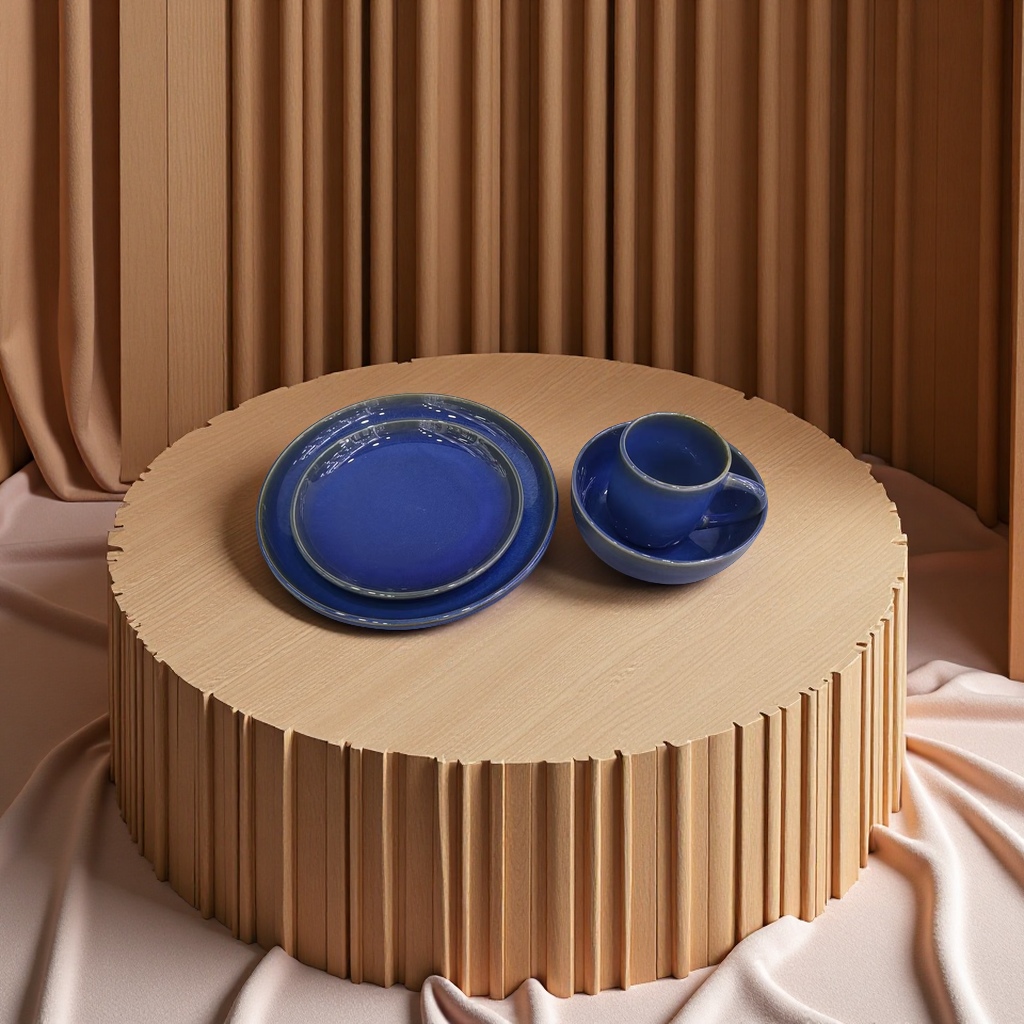 霁蓝釉陶瓷餐具套装 手工制作高温烧制 古典雅致家居装饰礼品细节图