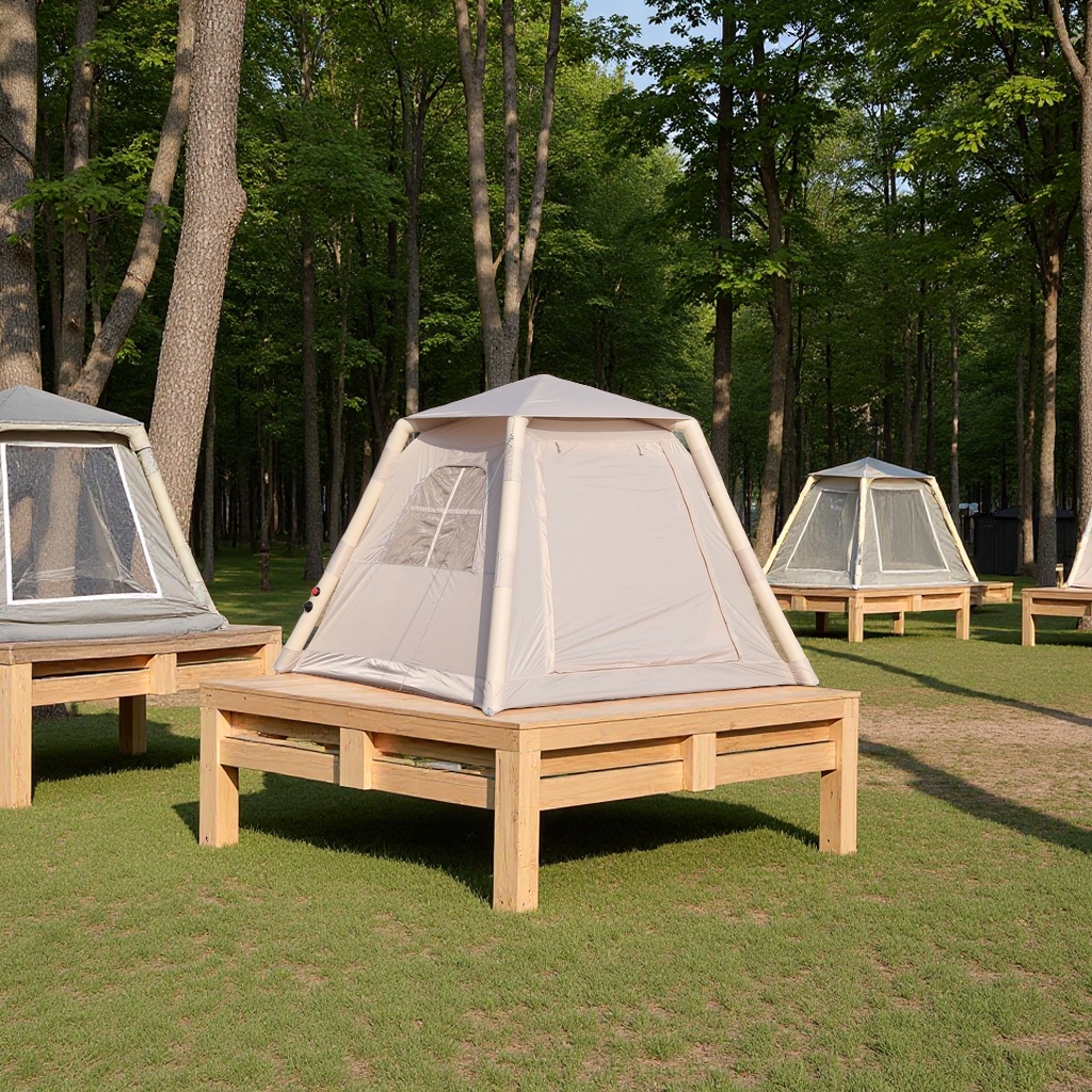 Portable folding Oxford fabric outdoor camping inflatable tent, sunshade, sun protection and rainproof camping supplies, 5 square meters Item Picture