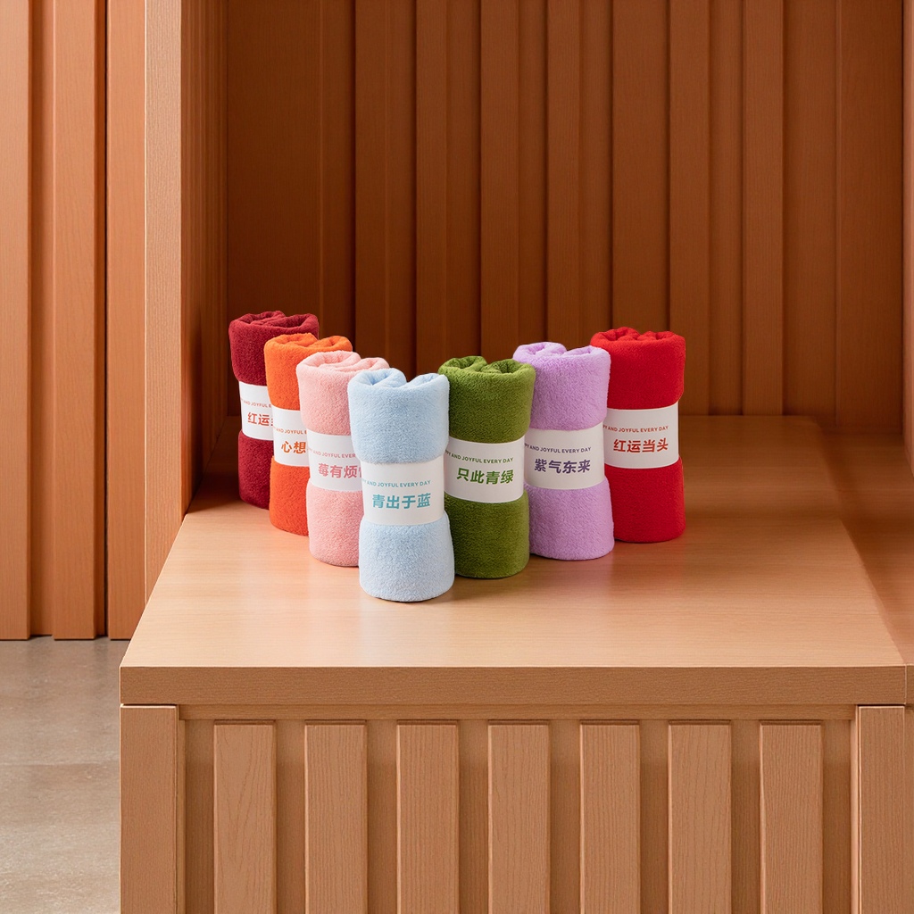珊瑚绒毛巾伴手礼心想事橙商务节日结婚回礼毛巾内搭腰封笔筒