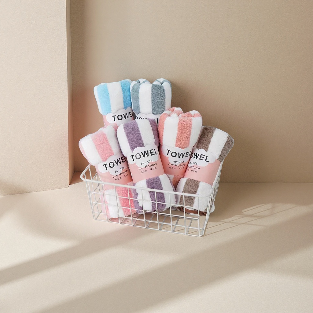 经编速干珊瑚绒毛巾条纹阳离子加厚吸水浴巾干发巾套装不掉毛柔软