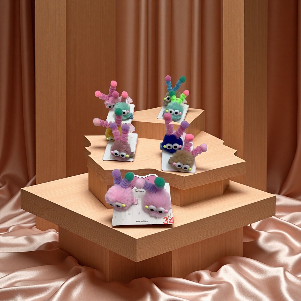 毛绒玩具可爱压夹头饰 卡通造型发夹儿童发饰公主风饰品发绳发夹用品用品发绳发夹