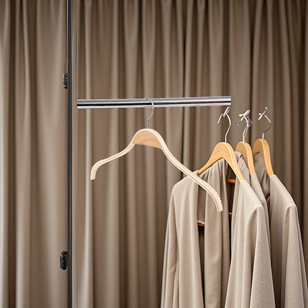 Factory direct sales of solid wood hangers, anti-slip multi-layer plywood clothes hangers, clothing store display, men's and women's clothes hangers wholesale Application Scenario