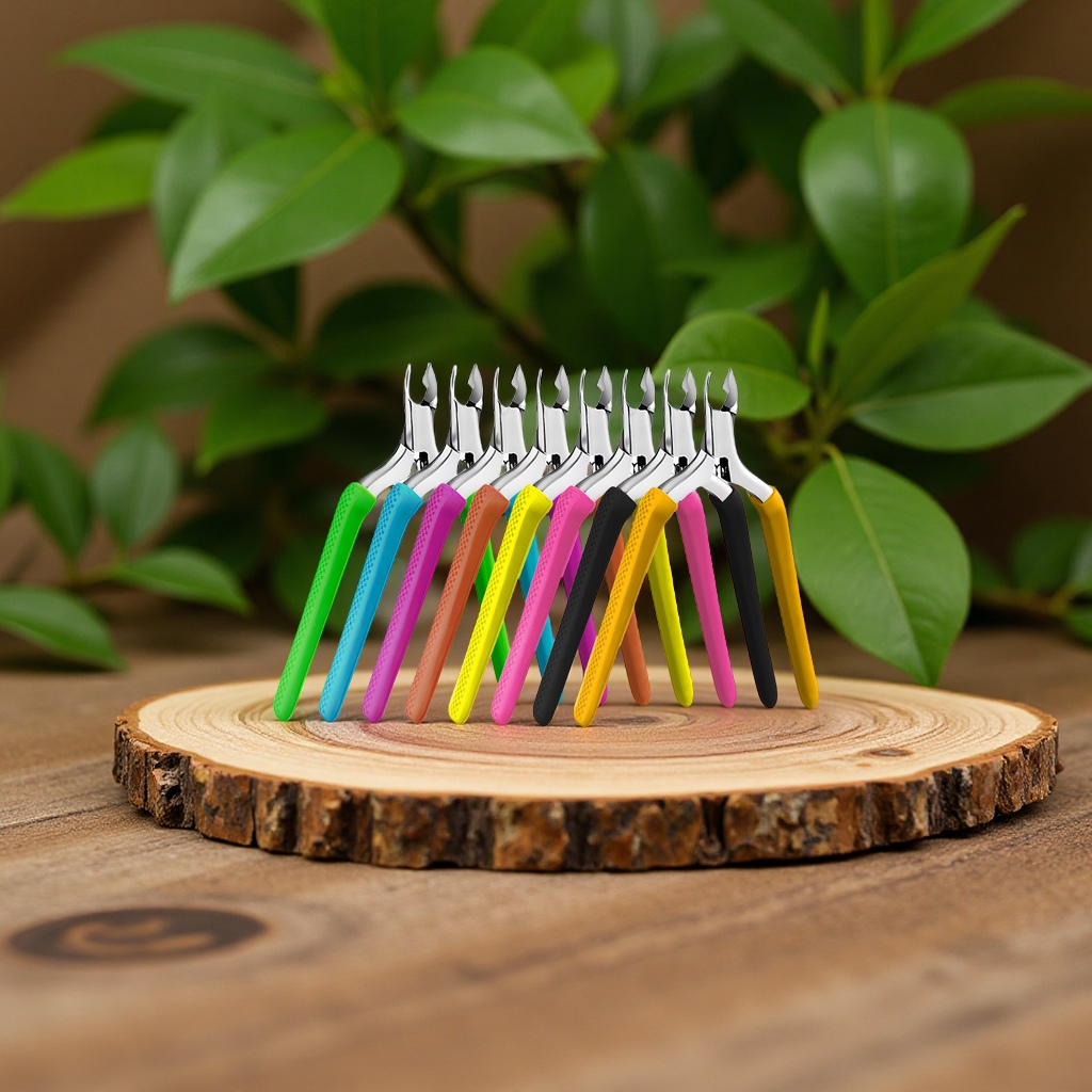 不锈钢七彩硅胶死皮剪圆头修指甲倒刺美容剪刀美甲工具铅笔款