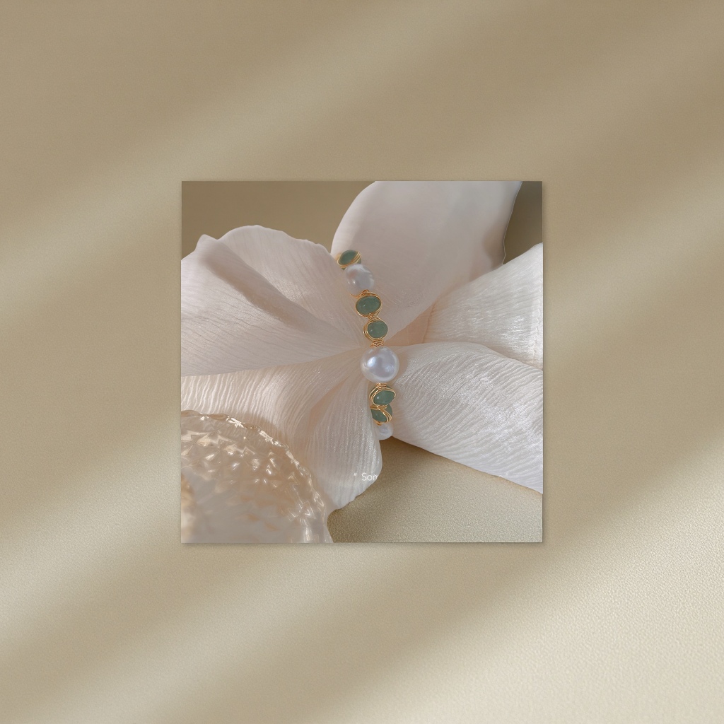 New Korean-style green Dongling 10MM pearl bracelet for women, fashionable bracelet, high-end and personalized accessory bracelet wholesale Specification image