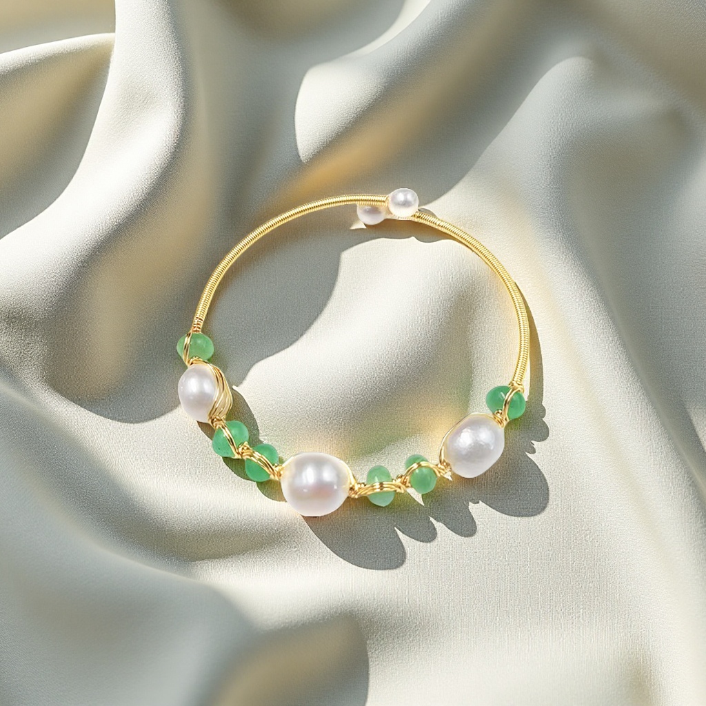 New Korean-style green Dongling 10MM pearl bracelet for women, fashionable bracelet, high-end and personalized accessory bracelet wholesale Item Picture