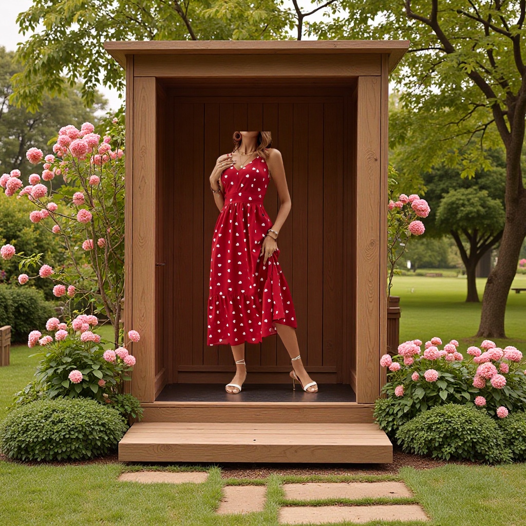 Amazon's new SHEINVCAY Valentine's Day summer heart-shaped printed strapless women's dress for 2024 details Picture
