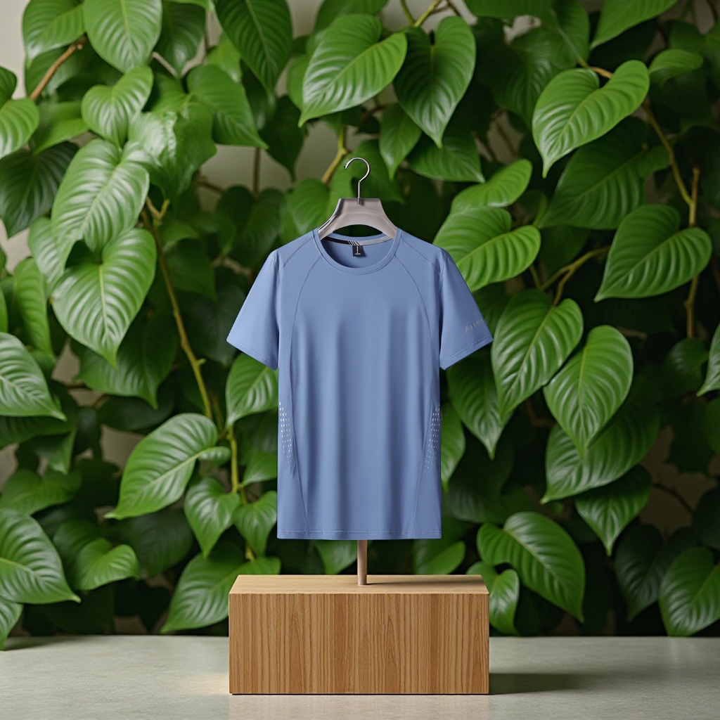 Ice silk short-sleeved T-shirt for men, a loose-fitting, quick-drying, thin, sporty, casual and breathable top for men in summer Item Picture
