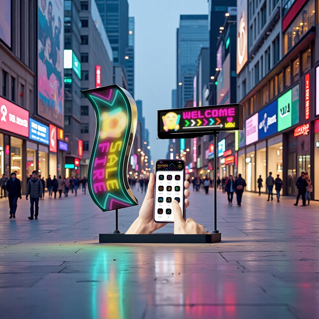 Portable LED advertising screen, full-color waterproof ultra-thin display, flexible screen, multi-pattern switching, color soft screen, outdoor remote control display screen details Picture