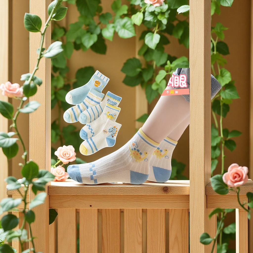 New children's socks, boys' summer thin mid-calf socks, girls' mesh short socks, baby socks, children's socks wholesale, comfortable and breathable