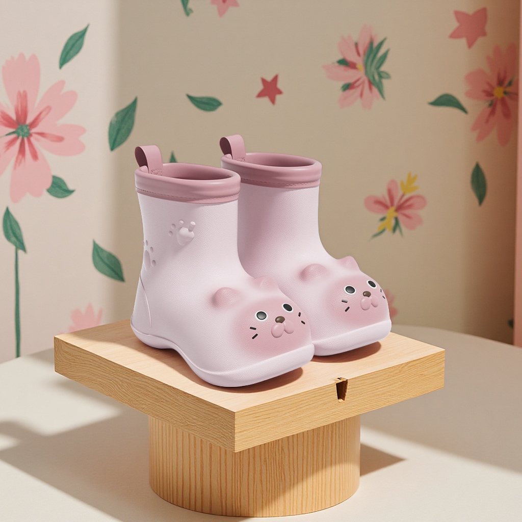 小猫咪儿童雨鞋男童防滑雨靴女孩卡通轻便中小童宝宝幼儿园防水鞋