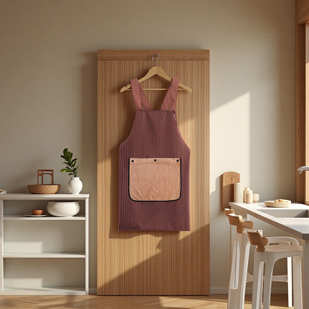 Kitchen household apron, hand-drying, water-absorbing, dirt-resistant, high appearance level, thin waist, milk tea shop, catering, summer household apron sleeve Item Picture