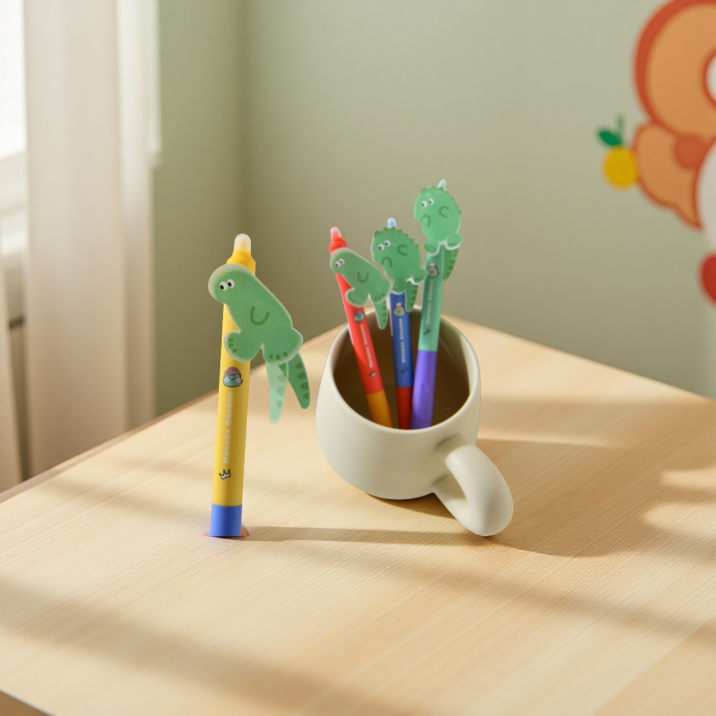 晨兮新品可爱卡通恐龙摩易擦中性笔0.5mm按动可擦学生文具书写笔