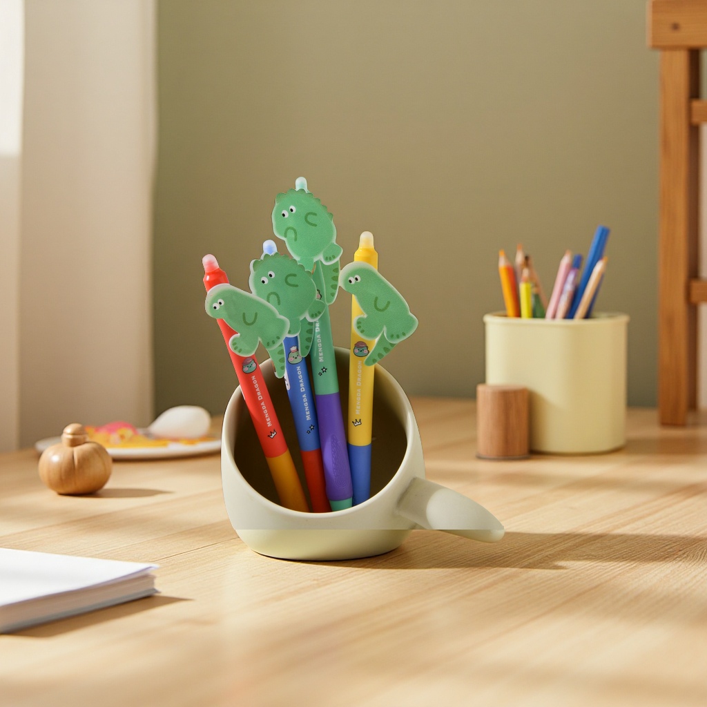 Chenxi's new cute cartoon dinosaur erasable gel pen, 0.5mm in size, can be pressed to erase student stationery writing pen details Picture