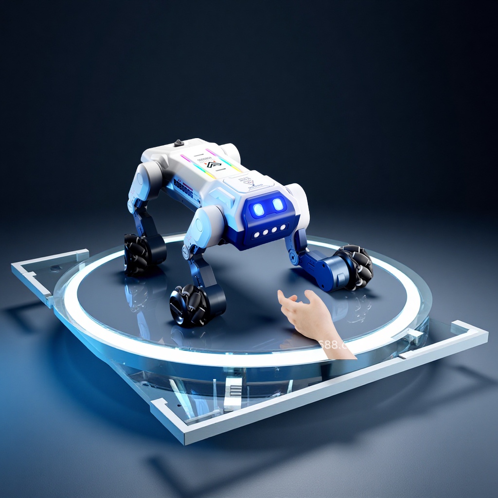 AI remote control intelligent sensing robot dog programming singing, dancing, spraying, horizontal dialogue, stunt launching, electric toy with cannon platform details Picture