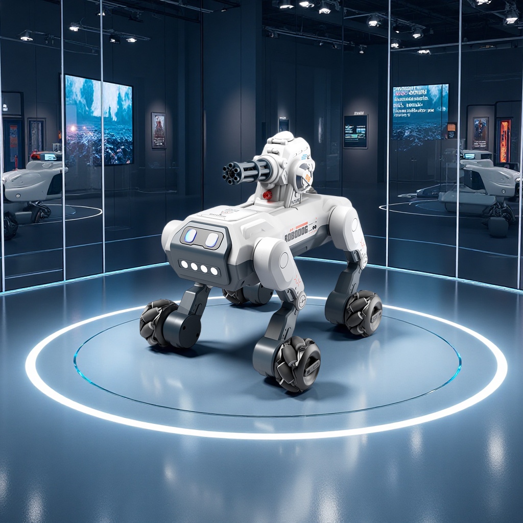 AI remote control intelligent sensing robot dog programming singing, dancing, spraying, horizontal dialogue, stunt launching, electric toy with cannon platform Item Picture