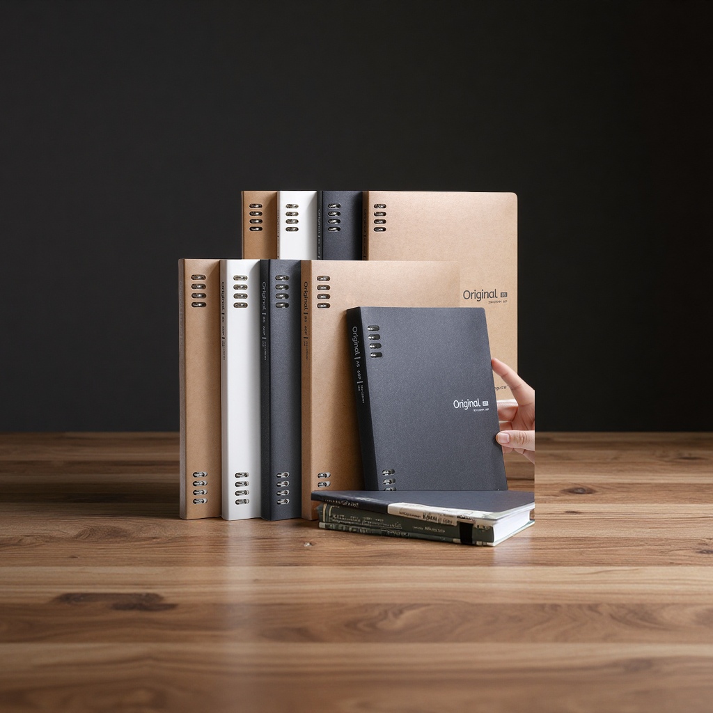 Wengu A5B5 non-uncomfortable loose-leaf notebook, black and white kraft paper simple detachable notebook wholesale, student business notebook details Picture